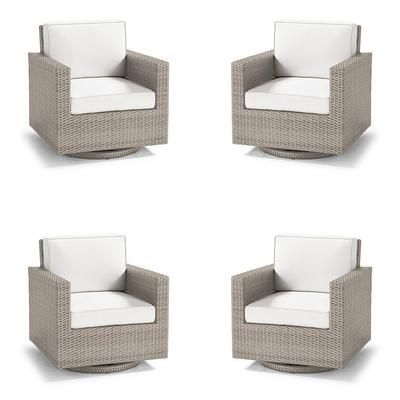 Small Palermo 4-pc. Swivel Lounge Chair with Cushions in Dove Wicker - Standard, Natural - Frontgate