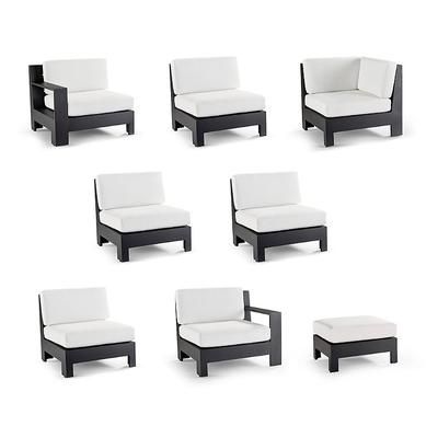 St. Kitts 8-pc. Modular Set in Matte Black Aluminum - Standard, Resort Stripe Leaf - Frontgate