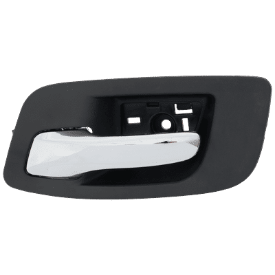 JC Whitney Interior Door Handle Plastic Chrome Lever with Textured Black Bezel, Front, Driver Side, RD46210012K