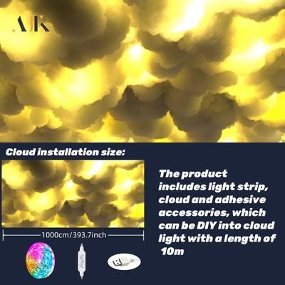 TEMU Ajk 32ft New Cloud Light, 3d Thundercloud Led Light Lightning Cloud Colorful Atmosphere Night Light, Diy Lights Gaming Room Dj Party Light, Hotels, Cafes
