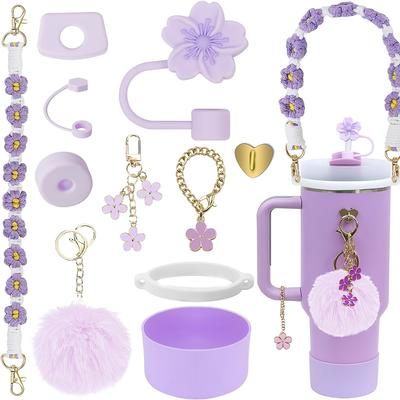 TEMU 11pcs Acessories Set For 30oz 40oz Tumbler Cup, Including Silicone Straw Cap, Handle Strap, Silicone Boots, Leak Proof Plug, Flower Cup Chain, Ball Keychain, As A Gift
