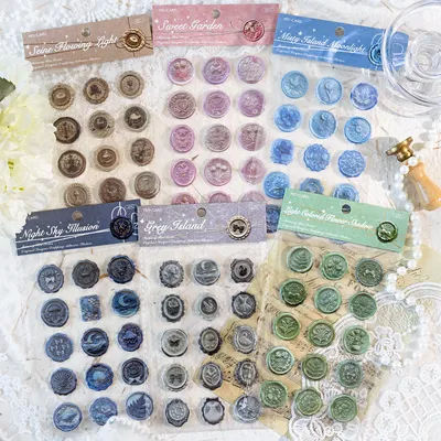 JIANQI 15pcs/pack Lacquer wax relief Stickers paper Materials DIY Scrapbooking Materials Collage Junk Journal Decor Sticker