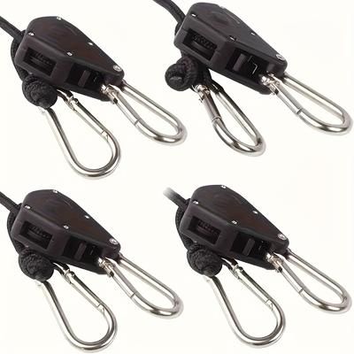 TEMU 4/8pcs Outdoor Simple Camping Pulley Adjustment Rope Tent Canopy Windproof Rope Hanging Hook Can Fix The Tent