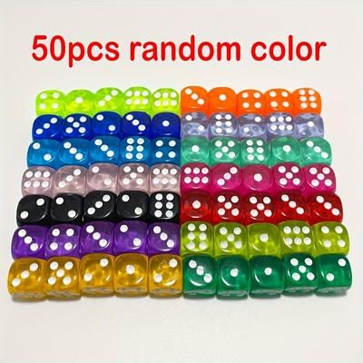 TEMU 50pcs Vibrant 14mm Acrylic Dice Set - Board Games, Parties & Gaming Nights - Ideal Gift For On Halloween & Christmas