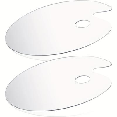 TEMU Acrylic Paint Mixing Palettes 2pcs | Clear Plastic With Thumb Hole | Surface For Oil & Watercolor | Ergonomic Oval Shape | Ideal For Artists And Crafters | Color Blending