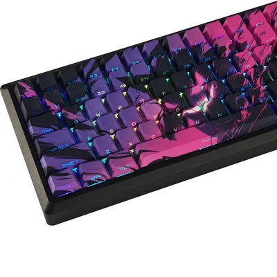 YMDK 131 Coal Briquette Ghost Keycap Cherry Profile Double Shot Sidelit Shine Through PBT Keycaps For MX Mechanical Keyboard