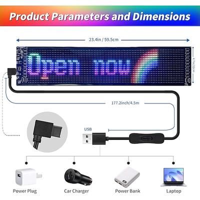 luci intelligenti programmabili cartello led per auto cartello led luminoso scorrevole flessibile per auto app bluetooth animazioni rgb testo messaggio graffiti modello pubblicità con telecomandi per