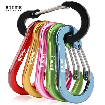 Booms Fishing 6Pcs Aluminum Alloy Carabiner Keychain Outdoor Camping Climbing Snap Clip Lock Buckle Hook Fishing Accessories
