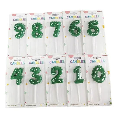 Numéros de dinosaure vert Kawaii 0-9, bougie de gâteau joyeux anniversaire pour enfants, fête Prince, dessin animé dinosaure, décoration mignonne