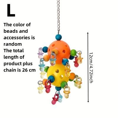 TEMU Zeruprin Colorful Parrot Toy - Durable, Bite-resistant Plastic With Vibrant Beads & Accessories For Interactive Play, Foraging & Chewing - Ideal For Small To Medium Birds