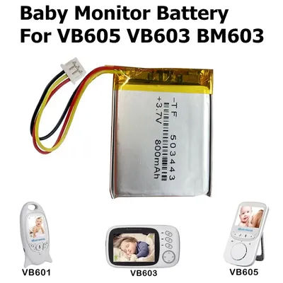 Batteria per baby monitor VB603 Batteria VB605 VB603 503443 503337 Batteria sostitutiva da 3,7 V 800 mAh per monitor Video Nanny Bebe BM603