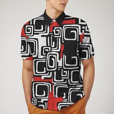 Retrò Vintage Anni '70 Camicia Camicia Aloha Hippie Disco Geometrico Costume Per uomo Mascherata Vacanza Feste Parata dell'Orgoglio Adulti Camicia