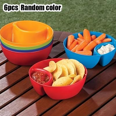 TEMU 6-pack Multifunctional Plastic Snack Serving Bowls - Non-fragile Dipping And Chunking Cups, Assorted Colors, Ideal For Chips, Fries, And Sauces
