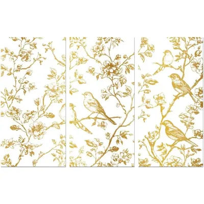 Rub on Transfer Sticker for Furniture Crafts Decor 6"x12" Gold Branches and Birds 3Pcs Waterproof UV DTF Transfer for Lingerie