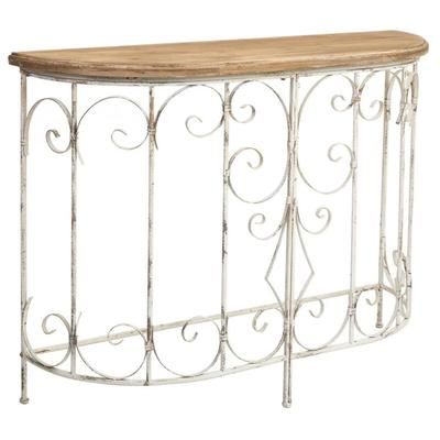 Mobile da ingresso in legno e metallo finitura invecchiata 109x35x81