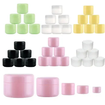 10Pcs 10g-100g Multicolor Round Plastic Cosmetics Jars with Lids & Liners Empty Sample Containers For Makeup Creams Face Scrub