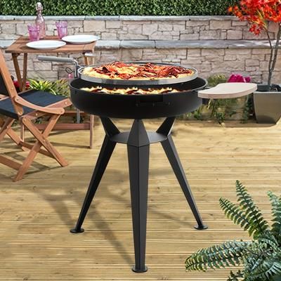 TEMU 1pc Charcoal Bbq Grill Garden Barbecue Patio Wooden Side Table & Swivel Rack
