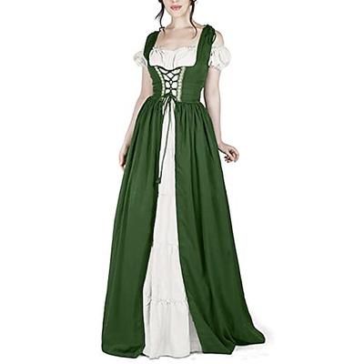 Retrò Vintage Medievale Rinascimento Camicia da notte Soprabito Vichingo Irlandese Elfico Due Pezzi Costume Per donna Celtico Costumi da pirata Fantasia Halloween Mascherata Vacanza Casual Quotidiano