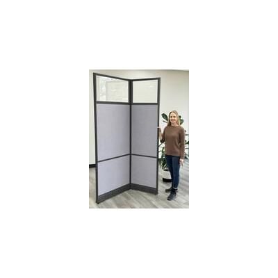 24"W x 7'H Acoustical Office Panel in Cool Gray PET and Black Frame w/Window