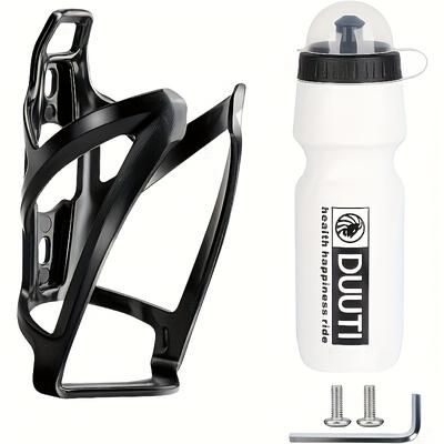 TEMU Bike Bottle Holder With Water Bottle, Universal Bike Water Bottle Cage With 25oz Bike Bottle, Ultralight Plastic Water Bottle Holder Bottle Cage For Mtb , Black, High-refractive-index Polymer
