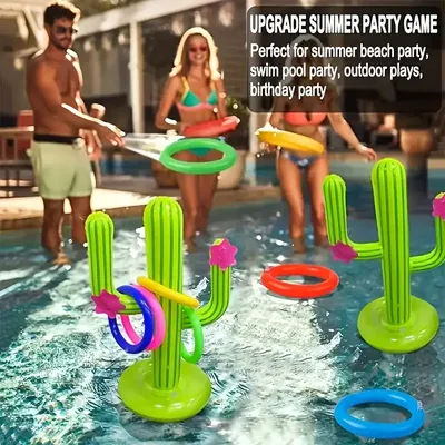 1 set of inflatable cactus, summer pool and beach interactive toys, this is an inflatable toy for outdoor pool parties and water