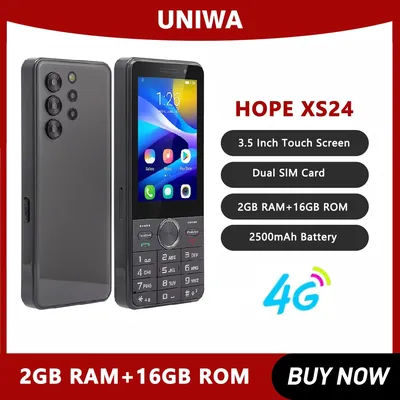 UNIWA HOPE XS24 Touch Screen Keypad 4G Phone Android 8.1 Dual SIM Card Quad Core 3.5Inch 2GB+16GB 2500mAh Cellphone Whatsapp GPS