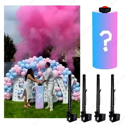 Push Button Start Gender Reveal Smoke Shooting Machine Party Decoration Prop Baby Confetti Powder Cannon Pink Blue Game Show FX