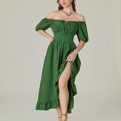 Retrò Vintage Medievale Rinascimento Midi Vestito Sotto il vestito Manica a Palloncino Vichingo Ispirato alla Reggenza Cottagecore Costume Per donna Fantasia Halloween Carnevale Vacanza LARP Fiera