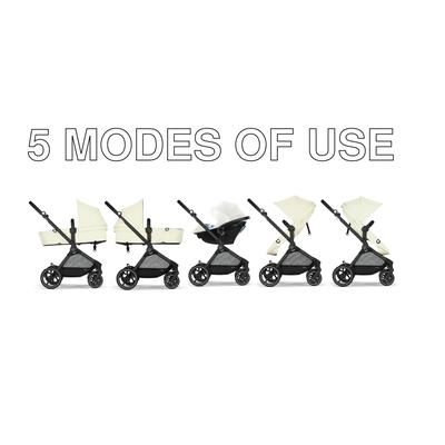 Cybex EOS 5-in-1 Travel System Stroller + Lightweight Aton G Infant Car Seat - Black / Seashell Beig
