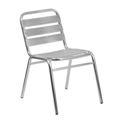 MoTak M159 Stacking Restaurant Chair w/ Metal Ladder Back & Seat - Aluminum