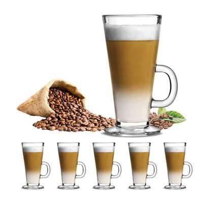 TEMU Latte Glasses Tea & Coffee Cups Pack Of 6-270ml Temperature Resistant Hot Drink Cafe Mugs With Handle Ideal For Milk Juice Ice Cream Latte, Cappuccino, Espresso And Hot Chocolate