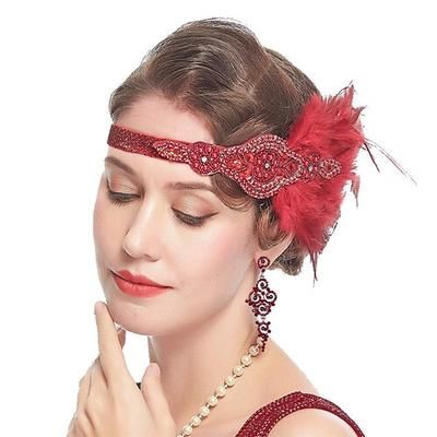 Anni 1920 Il grande Gatsby Fascia Flapper Il grande Gatsby Piuma Retrò Glitter scintillanti Cristallo / Strass Costume Per donna Carnevale San Valentino Mascherata Abbigliamento da sera Mascherata