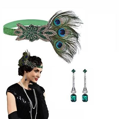 Anni 1920 Il grande Gatsby Fascia Flapper Il grande Gatsby Piuma Retrò Glitter scintillanti Cristallo / Strass Costume Per donna Carnevale San Valentino Mascherata Abbigliamento da sera Mascherata