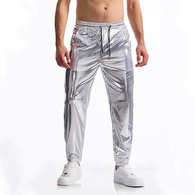 Retrò Vintage Anni '80 Lunghezza alla caviglia Pantaloni Jogger Disco Vernice in lattice lucido Metallico Costume Per uomo Halloween Carnevale Parata dell'Orgoglio Mese dell'orgoglio Adulti Pantaloni