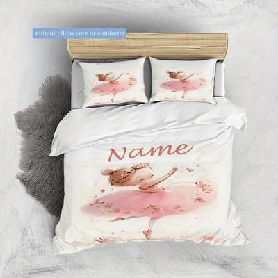 TEMU 3pcs Custom Name Ballet Bedding Set Duvet Cover Closure Includes 1 Duvet Cover & 2 Pillowcases For All Bedroom Decor
