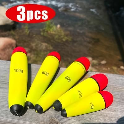 TEMU Pack Of 3 Vertical Floating Fishing Floats, Eva Fishing Buoy, Suitable For Long Distance Casting, Reservoir And Pond Use, Weight Range 15g To 100g