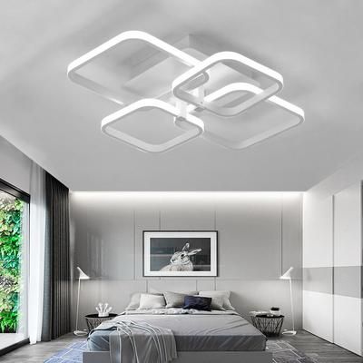 TEMU Hanging Chandelier -minimalist Square Flush Mount - 60w Cool White Led, 4-light Modern Fixture For Hall/, Easy-install Acrylic Panel, 6-10m² Coverage, Dimmable-, The Lighting In The .