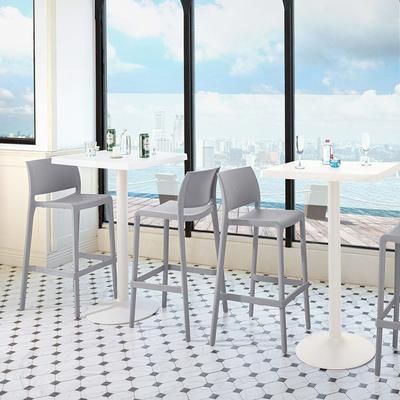 SET OF 2 SENSILLA OUTDOOR STACKABLE BARSTOOL by Polder in Cold Grey