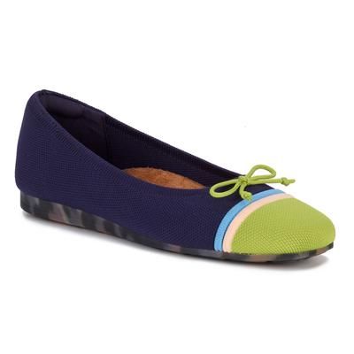 Extra Wide Width Women's Noelle Knit Flat by Ros Hommerson in Navy Lime Knit (Size 9 1/2 WW)