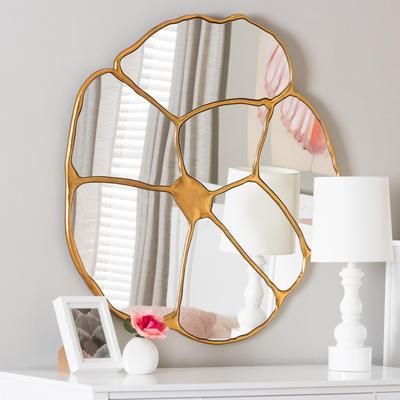 Baxton Studio Novia Antique Goldleaf Flower Accent Wall Mirror by Baxton Studio in Antique Goldleaf (Size ONE SIZE)