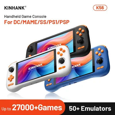 Kinhank K56 Handheld Game Console Android 14 5.5 inch Touch Screen With 50+ Emulators Retro Video Games For DC/MAME/SS/PSP