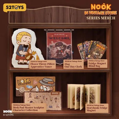 52TOYS NOOK in Vintage Store Merch, Notebook, Pillow, Flag, Phone Grip, Bag