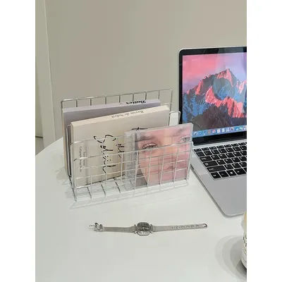 Ins Minimalist Wrought Iron Storage Rack Desktop Organizing Storage Rack File Rack Book Rack Multifunctional Storage Rack