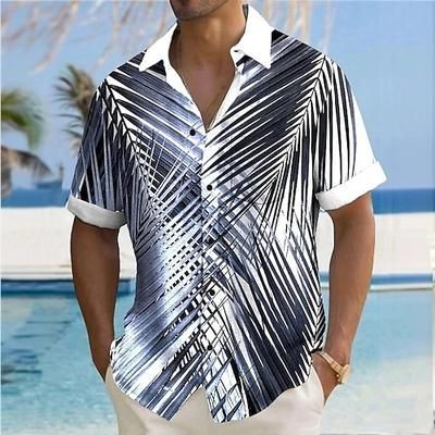 Per uomo Foglia di palma Piante Tropicali Camicia Camicia hawaiana estiva Camicia con Bottoni Manica Corta Hawaiano Vacanza Ferie Abbigliamento mare Estate Primavera Collo ripiegato Stampa 3D camicie