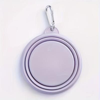 TEMU 1pc Macaron-inspired Portable Silicone Pet Bowl - Collapsible & Durable For Dogs And Cats, Ideal For Outdoor Travel With Secure Hanging Design, In Purple, Yellow, Green, Pink