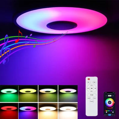 Plafonnier LED 30W avec haut-parleur Bluetooth, variable par télécommande et contrôle par