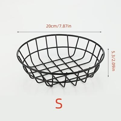 TEMU 1pc Stainless Steel Round Basket, French Fry Serving Container, Creative Snack Basket, Metal Fried Food Tray, With For Home, Kitchen, Restaurant, Kitchen Supplies, Tableware