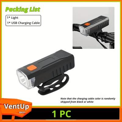 TEMU 1pc Rechargeable Bicycle Headlight, Usb Bike Light, Led Multifunctional Flashlight, Suitable For Cycling, Men, Women, Road, Night Riding