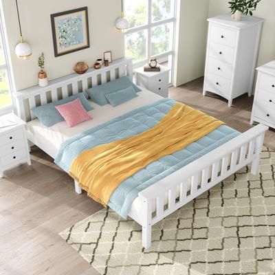 TEMU White Double Bed (4ft6), Space Saving, Durable Frame, Easy To Assemble