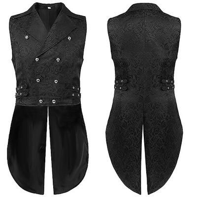 Punk Gotico Vittoriano Steampunk Gilet Principe Vampiro Doppiopetto Jacquard Costume Per uomo Reale Halloween Carnevale Performance LARP Fiera Rinascimentale Adulti Gilet